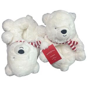 WONDERSHOP Kids Holiday Polar Bear Character Slippers White